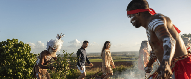 Visitors connecting with first nations culture at Taribelang